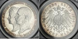 5 Mark Duchy of Mecklenburg-Schwerin (1352-1918) Silver Frederick Francis IV, Grand Duke of Mecklenburg (1882 - 1945)
