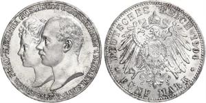 5 Mark Duchy of Mecklenburg-Schwerin (1352-1918) Silver Frederick Francis IV, Grand Duke of Mecklenburg (1882 - 1945)