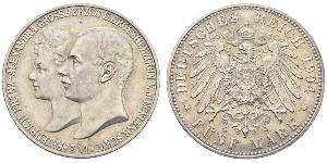 5 Mark Duchy of Mecklenburg-Schwerin (1352-1918) Silver Frederick Francis IV, Grand Duke of Mecklenburg (1882 - 1945)