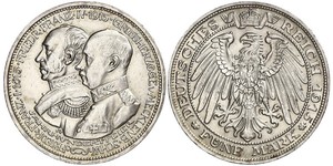 5 Mark Duchy of Mecklenburg-Schwerin (1352-1918) Silver Frederick Francis IV, Grand Duke of Mecklenburg (1882 - 1945)