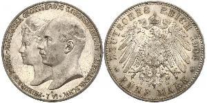 5 Mark Duchy of Mecklenburg-Schwerin (1352-1918) Silver Frederick Francis IV, Grand Duke of Mecklenburg (1882 - 1945)