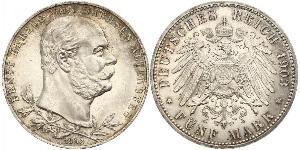 5 Mark Duchy of Saxe-Altenburg (1826 - 1920) Silver Ernst I, Duke of Saxe-Altenburg (1826 - 1908)