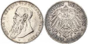 5 Mark Duchy of Saxe-Meiningen (1680 - 1918) Silver Georg II, Duke of Saxe-Meiningen