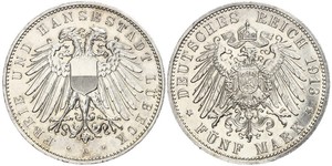 5 Mark Free City of Lübeck Silver 