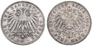 5 Mark Free City of Lübeck Silver 
