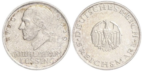 5 Mark German Empire (1871-1918) Silver Gotthold Ephraim Lessing