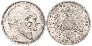 5 Mark German Empire (1871-1918) / Grand Duchy of Baden (1806-1918) Silver Frederick I, Grand Duke of Baden (1826 - 1907)
