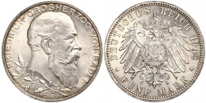 5 Mark German Empire (1871-1918) / Grand Duchy of Baden (1806-1918) Silver Frederick I, Grand Duke of Baden (1826 - 1907)