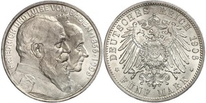 5 Mark German Empire (1871-1918) / Grand Duchy of Baden (1806-1918) Silver Frederick I, Grand Duke of Baden (1826 - 1907)