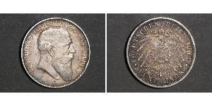 5 Mark Grand Duchy of Baden (1806-1918) Silver Frederick I, Grand Duke of Baden (1826 - 1907)
