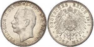5 Mark Grand Duchy of Baden (1806-1918) Silver Frederick II, Grand Duke of Baden (1857 - 1928)