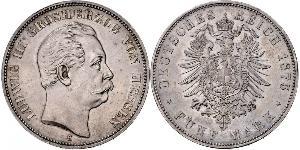 5 Mark Grand Duchy of Hesse (1806 - 1918) Silver Louis III, Grand Duke of Hesse