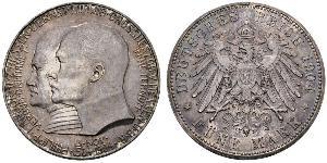5 Mark Grand Duchy of Hesse (1806 - 1918) Silver Ernest Louis, Grand Duke of Hesse (1868 - 1937)
