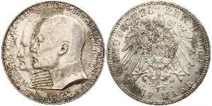 5 Mark Grand Duchy of Hesse (1806 - 1918) Silver Ernest Louis, Grand Duke of Hesse (1868 - 1937)