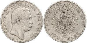 5 Mark Grand Duchy of Hesse (1806 - 1918) Silver Louis III, Grand Duke of Hesse