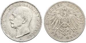 5 Mark Grand Duchy of Oldenburg (1814 - 1918) Silver Frederick Augustus III of Saxony (1865-1932)