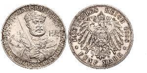 5 Mark Grand Duchy of Saxe-Weimar-Eisenach (1809 - 1918) Silver 