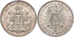 5 Mark Hamburg Silver 