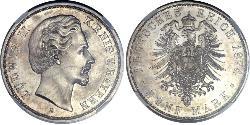 5 Mark Kingdom of Bavaria (1806 - 1918) Silver Ludwig II of Bavaria (1845 – 1886)