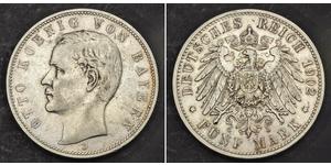 5 Mark Kingdom of Bavaria (1806 - 1918) Silver Otto of Bavaria (1848 – 1916)