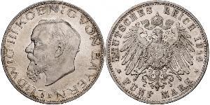 5 Mark Kingdom of Bavaria (1806 - 1918) Silver Ludwig III of Bavaria (1845 – 1921)