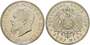 5 Mark Kingdom of Bavaria (1806 - 1918) Silver Ludwig III of Bavaria (1845 – 1921)