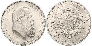5 Mark Kingdom of Bavaria (1806 - 1918) Silver Otto of Bavaria (1848 – 1916)