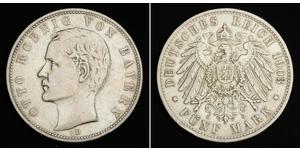 5 Mark Kingdom of Bavaria (1806 - 1918) Silver Otto of Bavaria (1848 – 1916)