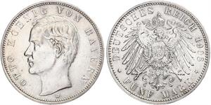 5 Mark Kingdom of Bavaria (1806 - 1918) Silver Otto of Bavaria (1848 – 1916)