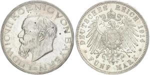5 Mark Kingdom of Bavaria (1806 - 1918) Silver Ludwig III of Bavaria (1845 – 1921)