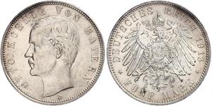 5 Mark Kingdom of Bavaria (1806 - 1918) Silver Otto of Bavaria (1848 – 1916)
