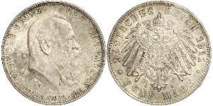 5 Mark Kingdom of Bavaria (1806 - 1918) Silver Otto of Bavaria (1848 – 1916)