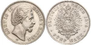 5 Mark Kingdom of Bavaria (1806 - 1918) Silver Ludwig II of Bavaria (1845 – 1886)