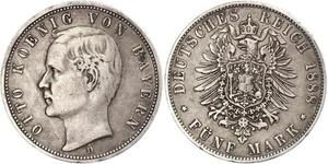5 Mark Kingdom of Bavaria (1806 - 1918) Silver Otto of Bavaria (1848 – 1916)