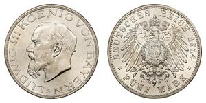 5 Mark Kingdom of Bavaria (1806 - 1918) Silver Ludwig III of Bavaria (1845 – 1921)