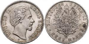5 Mark Kingdom of Bavaria (1806 - 1918) Silver Ludwig II of Bavaria (1845 – 1886)