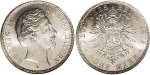 5 Mark Kingdom of Bavaria (1806 - 1918) Silver Ludwig II of Bavaria (1845 – 1886)
