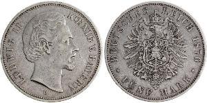 5 Mark Kingdom of Bavaria (1806 - 1918) Silver Ludwig II of Bavaria (1845 – 1886)
