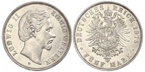 5 Mark Kingdom of Bavaria (1806 - 1918) Silver Ludwig II of Bavaria (1845 – 1886)