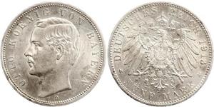 5 Mark Kingdom of Bavaria (1806 - 1918) Silver Otto of Bavaria (1848 – 1916)