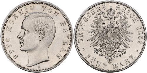 5 Mark Kingdom of Bavaria (1806 - 1918) Silver Otto of Bavaria (1848 – 1916)