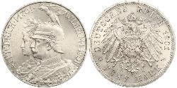 5 Mark Kingdom of Prussia (1701-1918) Silver Wilhelm II, German Emperor (1859-1941)