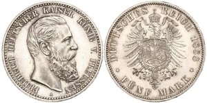 5 Mark Kingdom of Prussia (1701-1918) Silver Frederick III, German Emperor (1831-1888)