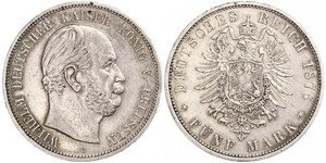 5 Mark Kingdom of Prussia (1701-1918) Silver Wilhelm I, German Emperor (1797-1888)