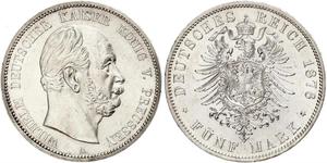 5 Mark Kingdom of Prussia (1701-1918) Silver Wilhelm I, German Emperor (1797-1888)