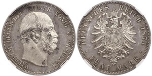 5 Mark Kingdom of Prussia (1701-1918) Silver Wilhelm I, German Emperor (1797-1888)