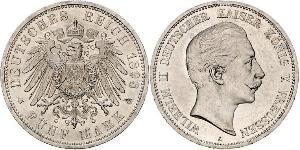 5 Mark Kingdom of Prussia (1701-1918) Silver Wilhelm II, German Emperor (1859-1941)