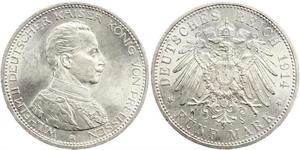 5 Mark Kingdom of Prussia (1701-1918) Silver Wilhelm II, German Emperor (1859-1941)