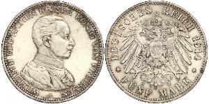 5 Mark Kingdom of Prussia (1701-1918) Silver Wilhelm II, German Emperor (1859-1941)