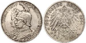 5 Mark Kingdom of Prussia (1701-1918) Silver Wilhelm II, German Emperor (1859-1941)